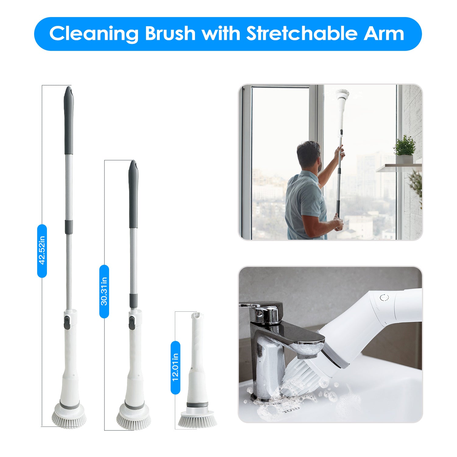 TurboScrub Pro™ Electric Spin Scrubber | 6-Head Extendable Cleaning Brush